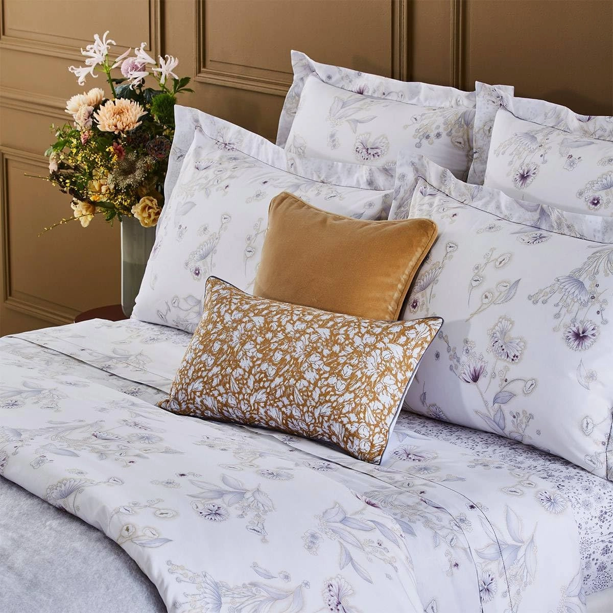 Yves Delorme Givre Multicolor Queen 63 x 81 in Fitted Sheet Extra Soft and Cooling Luxury Sheets, 100% Natural Organic Cotton - Breathable and Durable