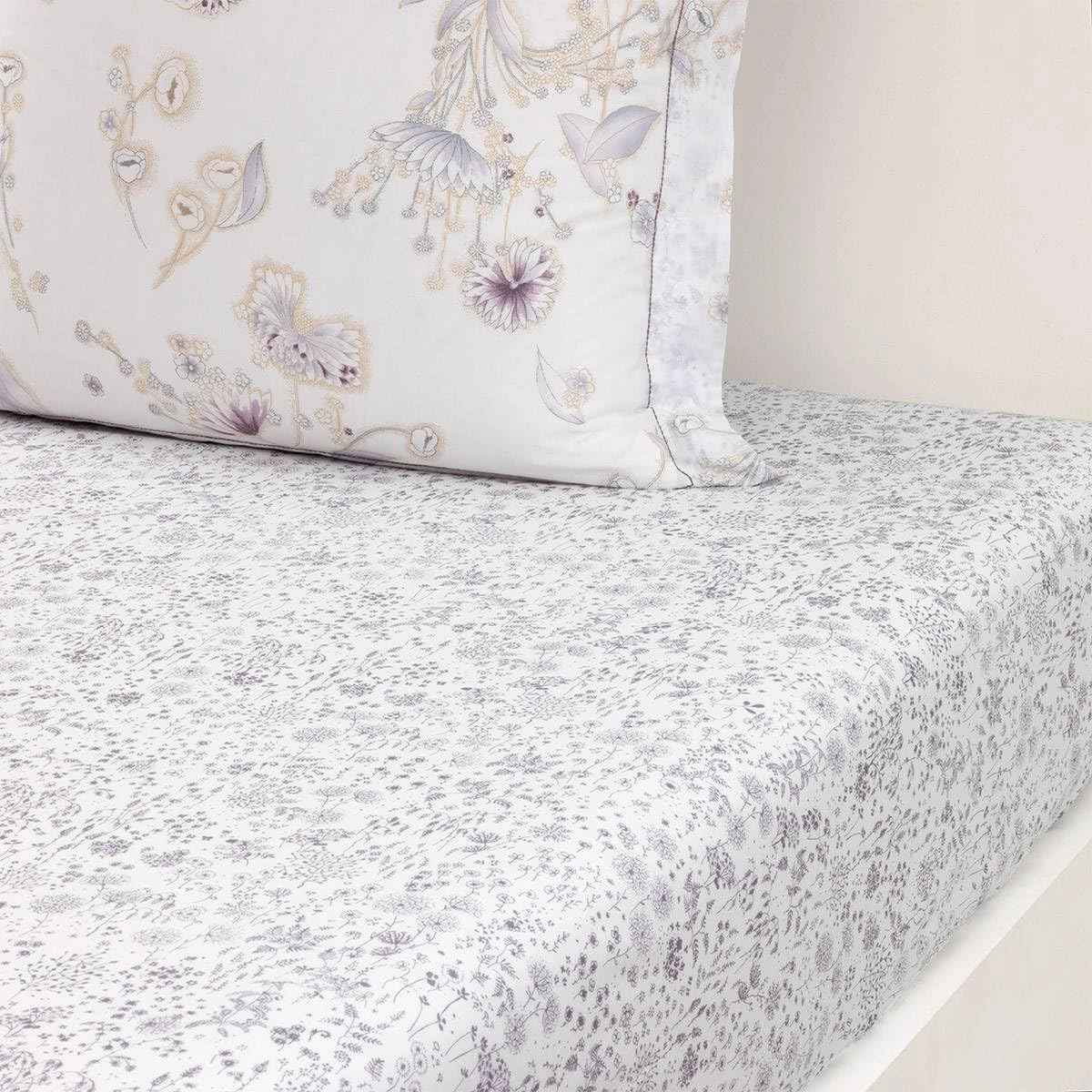 Yves Delorme Givre Multicolor Queen 63 x 81 in Fitted Sheet Extra Soft and Cooling Luxury Sheets, 100% Natural Organic Cotton - Breathable and Durable