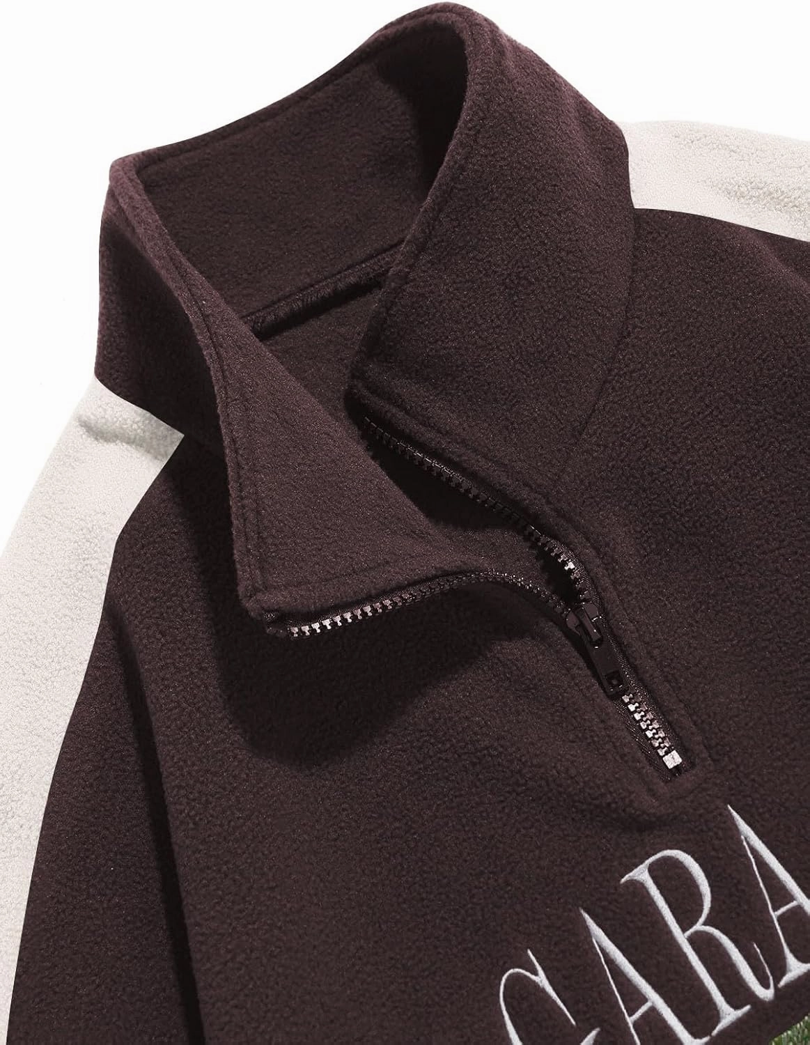 ZAFUL Mens Graphic Fleece Sweatshirts Quarter Zip Pullover Sweatshirt Letter Embroidered Oversized Vintage Hoodie Top