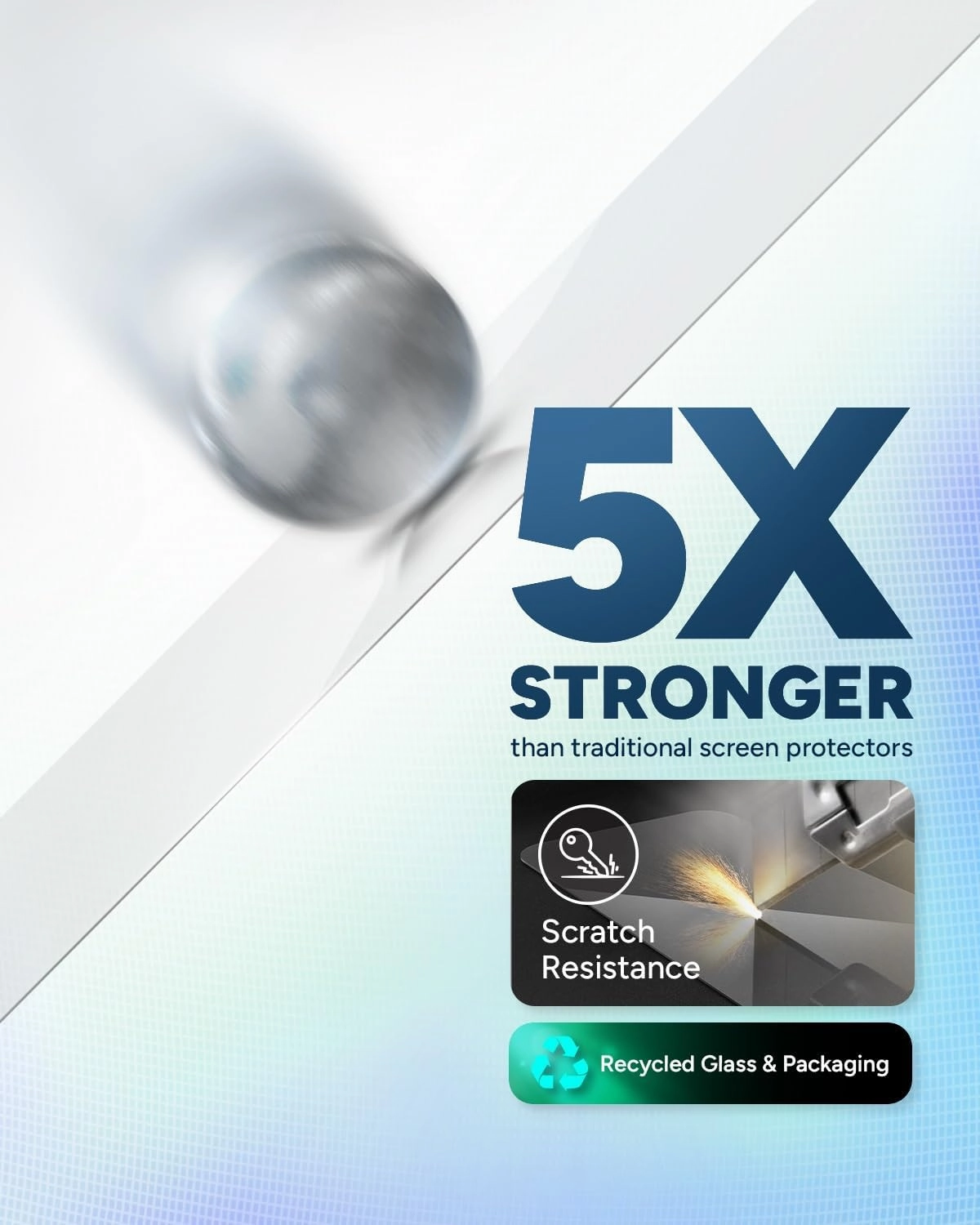 ZAGG Glass Elite Screen Protector for iPad Mini 8.3" (A17 Pro) - 5X Stronger, Smudge-Free Tempered Glass with Recycled Glass, Easy Installation, Scratch Resistant, Eco-Friendly