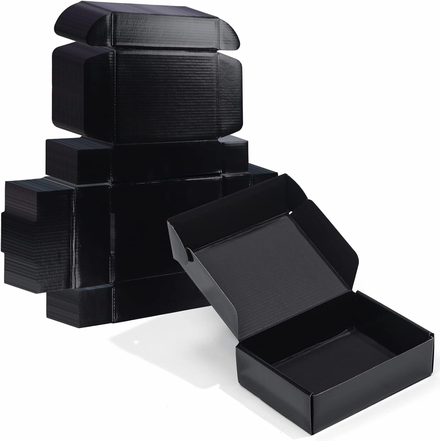 ZBEIVAN 7x5x2 Black Small Shipping Boxes, 20 Packs Corrugated Cardboard Mailer Boxes for Packaging Small Business Mailing Gifts Wrap Boxes with Lids