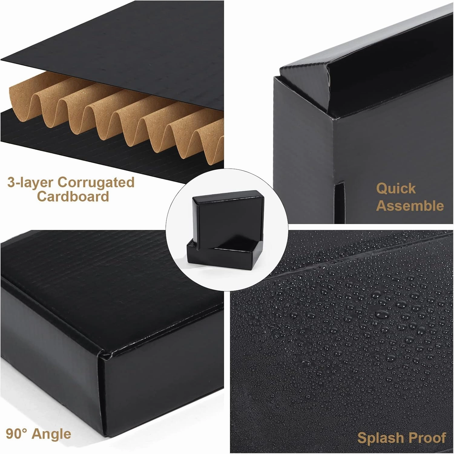 ZBEIVAN 7x5x2 Black Small Shipping Boxes, 20 Packs Corrugated Cardboard Mailer Boxes for Packaging Small Business Mailing Gifts Wrap Boxes with Lids