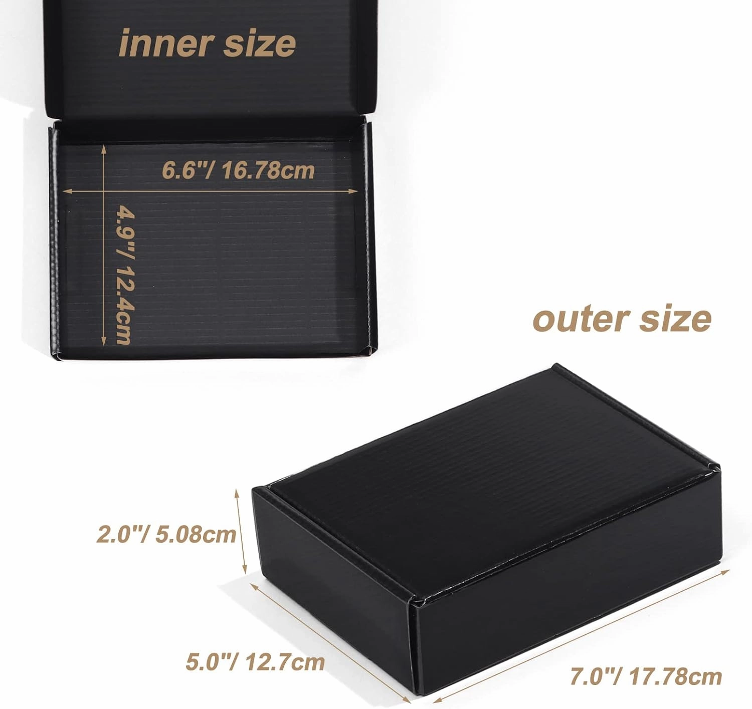 ZBEIVAN 7x5x2 Black Small Shipping Boxes, 20 Packs Corrugated Cardboard Mailer Boxes for Packaging Small Business Mailing Gifts Wrap Boxes with Lids