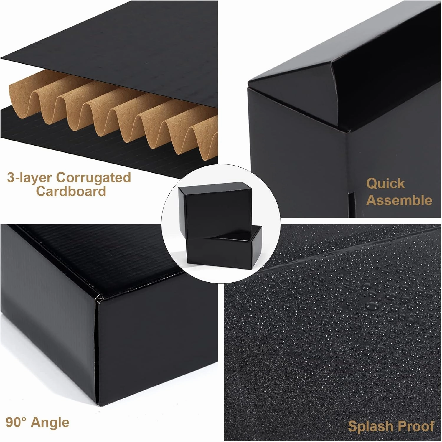 ZBEIVAN 9x6x4 Black Small Shipping Boxes, 20 Packs Corrugated Cardboard Mailer Boxes for Packaging Small Business Mailing Gifts Wrap Boxes with Lids