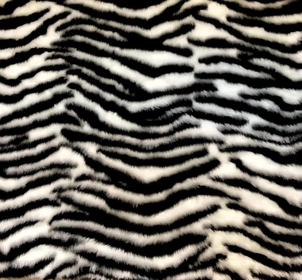 Zebra Faux Fur Fabric - Sample (approx. 10cm x 10cm)