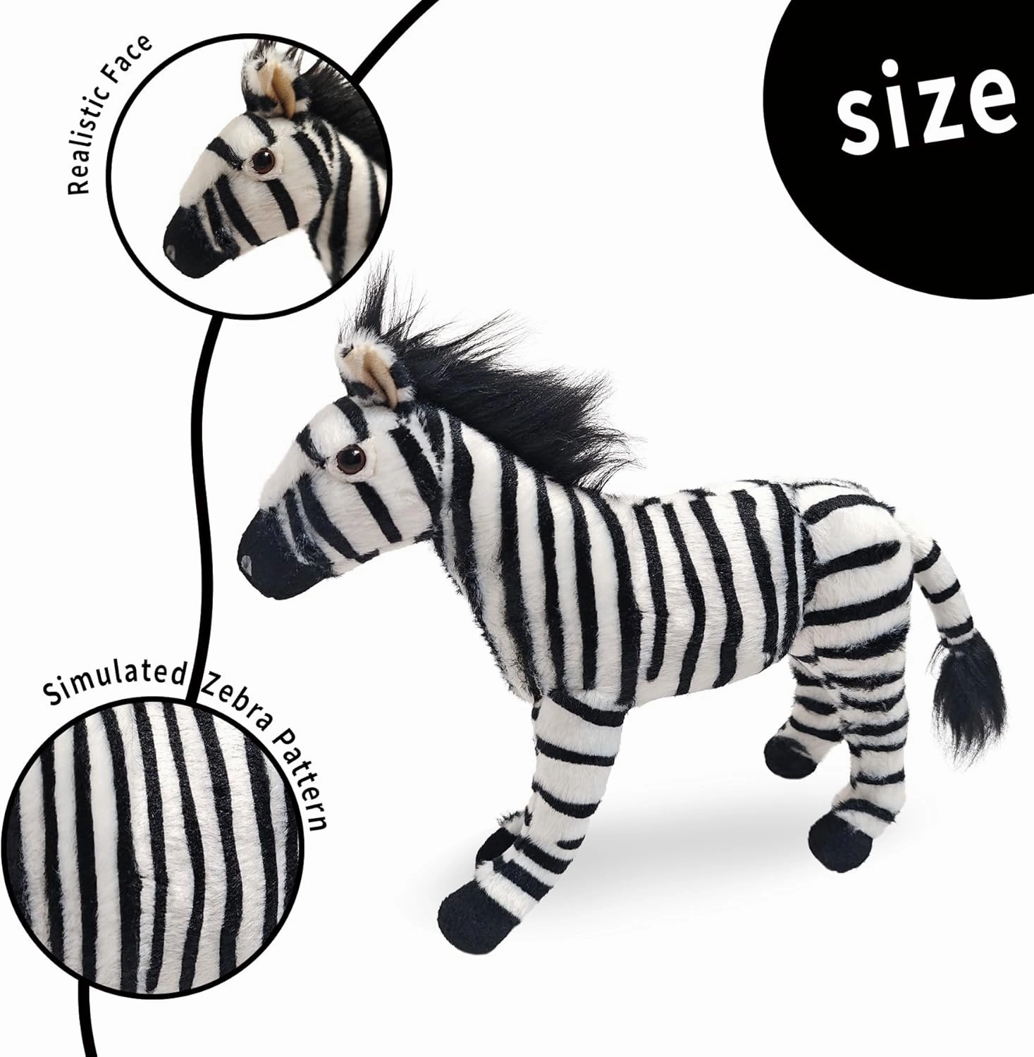 Zebra Stuffed Animal, Zebra Horse Baby Doll Realistic Plush Toy, Animal Stuffed Horse Plush Toy Gift for Girls Boys-10”
