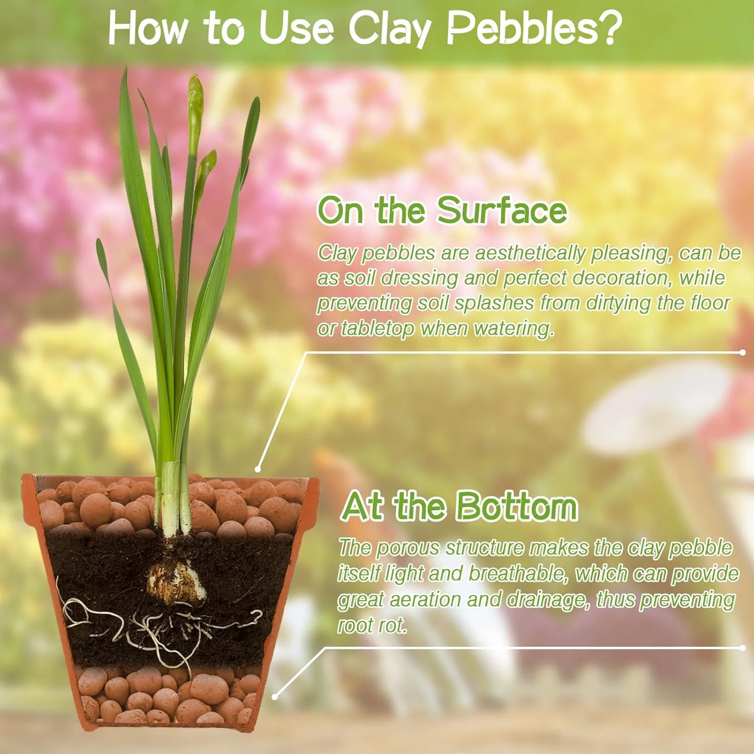 ZeeDix 15LBS Expanded Clay Pebbles for Plants, 4mm-16mm Clay Aggregate Grow Media, Natural Organic Clay Pebbles for Hydroponic, Gardening, Orchids, Decoration, Aquaponics