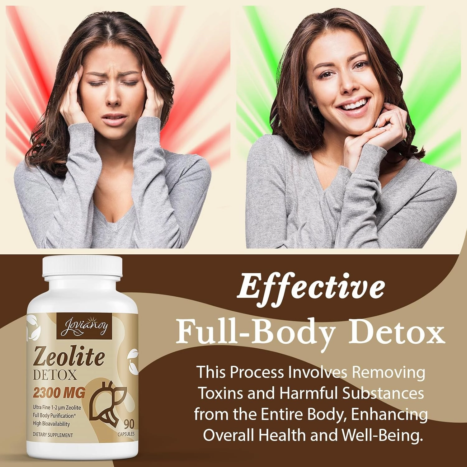 Zeolite Detox Capsules, Organic Activated Charcoal, Bentonite Clay, 1-2 µm Clinoptilolite, Maximum Absorption, Gut Liver Detox Cleanse Full Body for Women Men, 90 Capsules