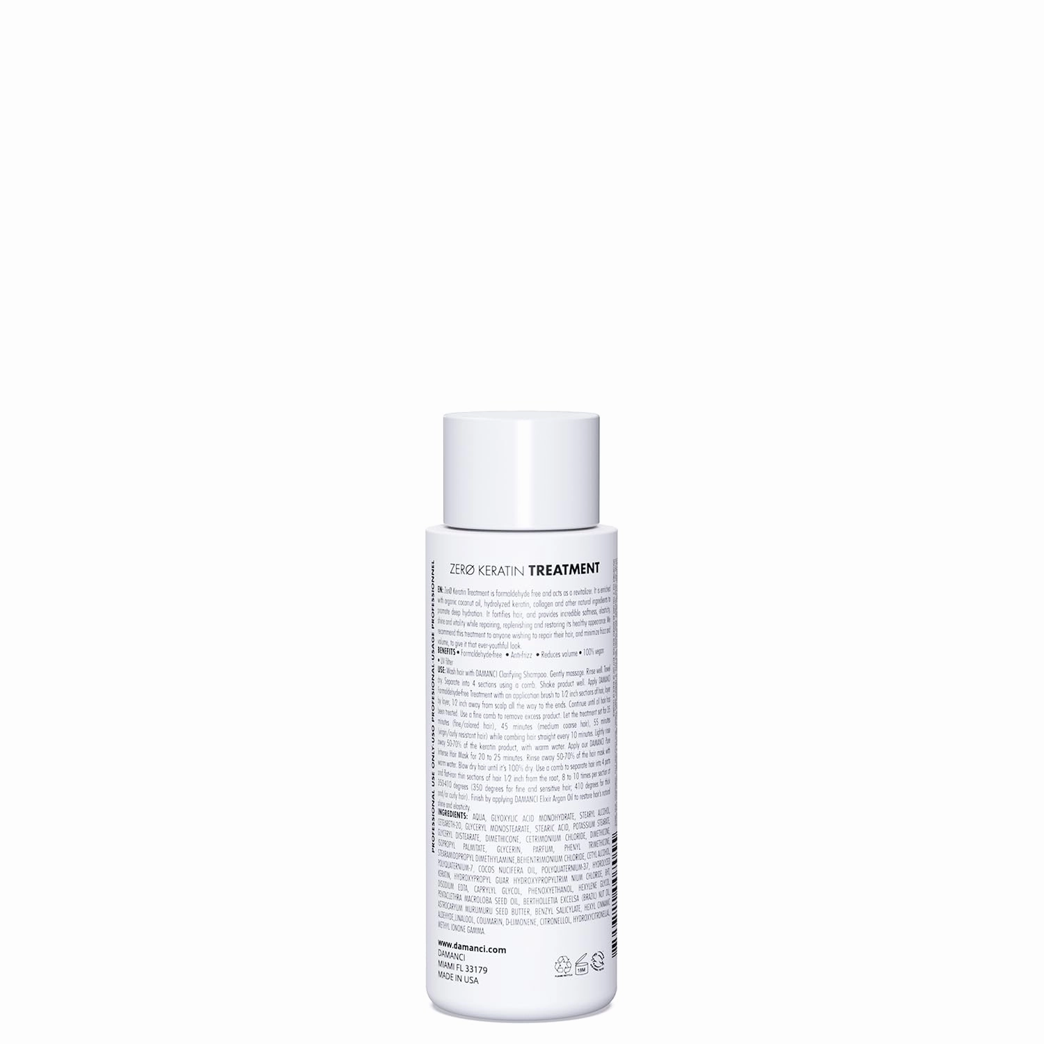 ZERO Keratin Treatment, Formaldehyde Free, Anti Frizz, Revitalizing Organic Hair Smoothing Treatment with Coconut Oil, Stem Cell Peptides and Collagen (2 OZ)