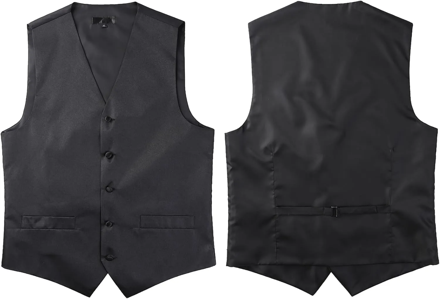 ZEROYAA Men's Solid 4pc Shiny Satin Vest Necktie Bowtie Pocket Square Set for Suit or Tuxedo