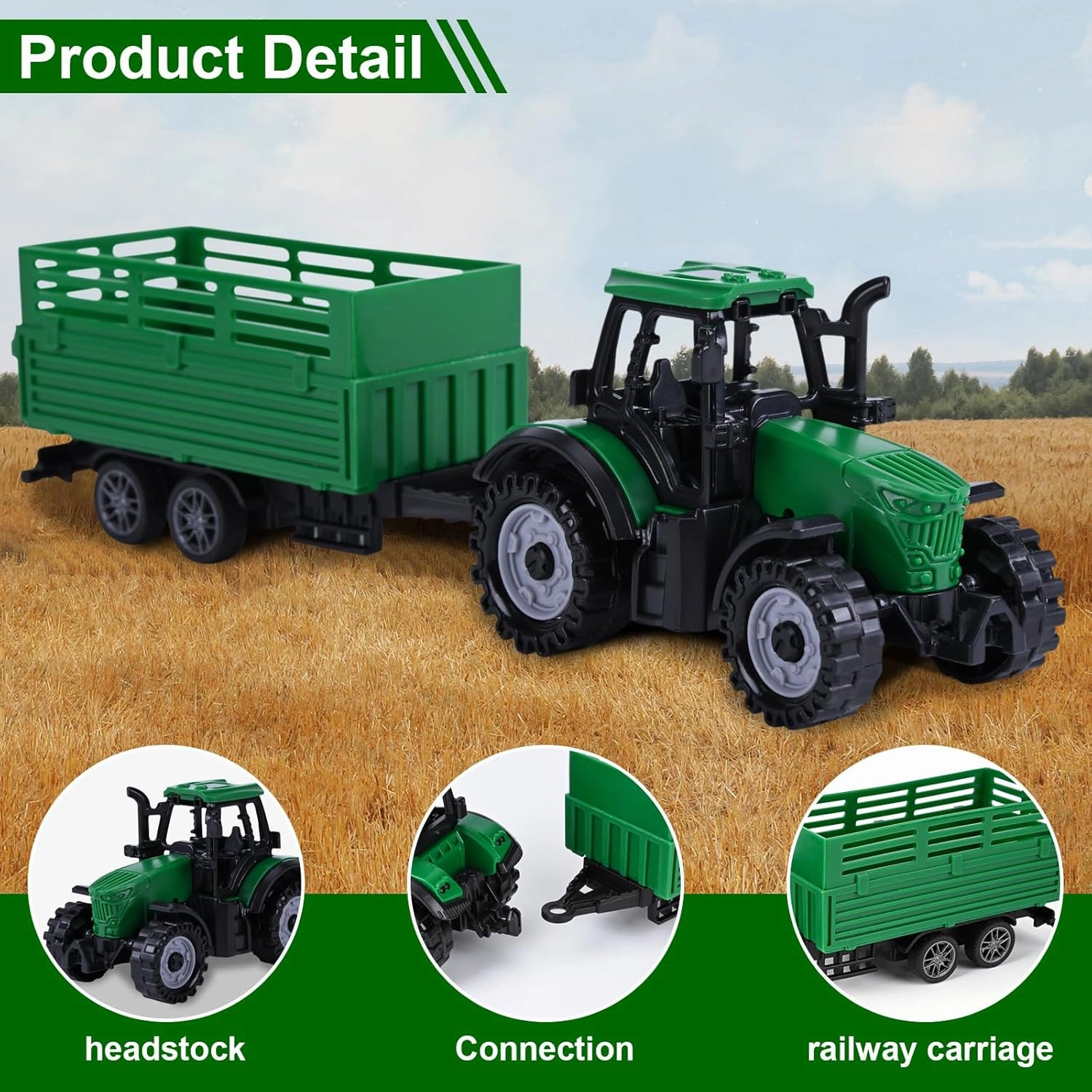 ZHFUYS 25.6" Flatbed Truck Toy for Kids, Farm Toys for Toddlers, Car Toys Great Birthday Gift for 3  Years Old Boys and Girls