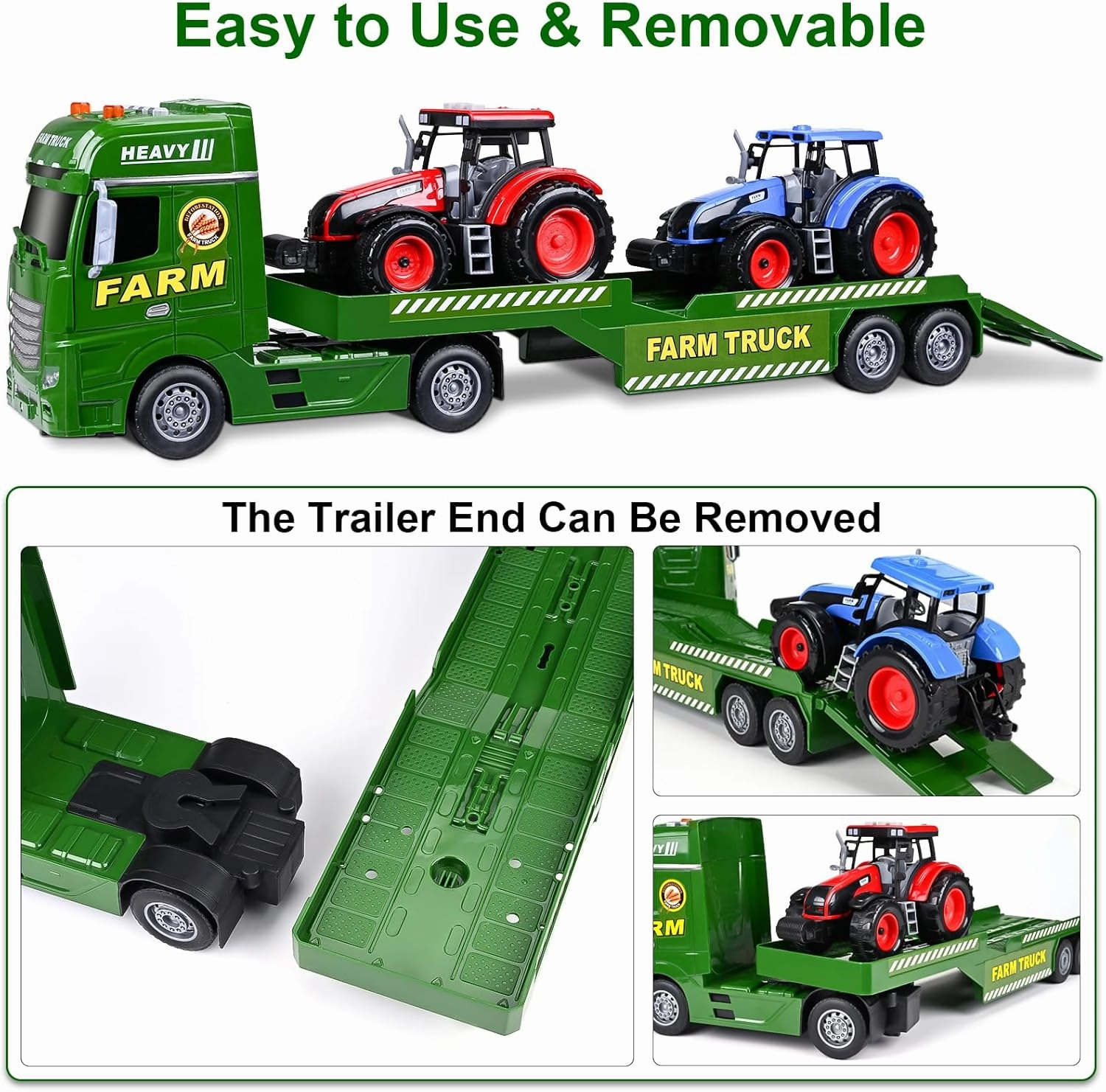 ZHFUYS 25.6" Flatbed Truck Toy for Kids, Farm Toys for Toddlers, Car Toys Great Birthday Gift for 3  Years Old Boys and Girls