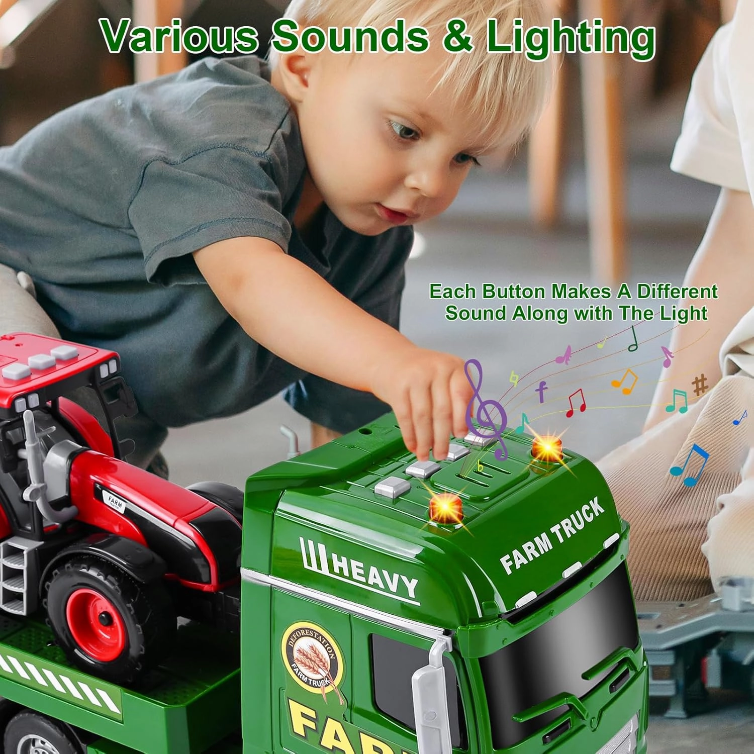 ZHFUYS 25.6" Flatbed Truck Toy for Kids, Farm Toys for Toddlers, Car Toys Great Birthday Gift for 3  Years Old Boys and Girls