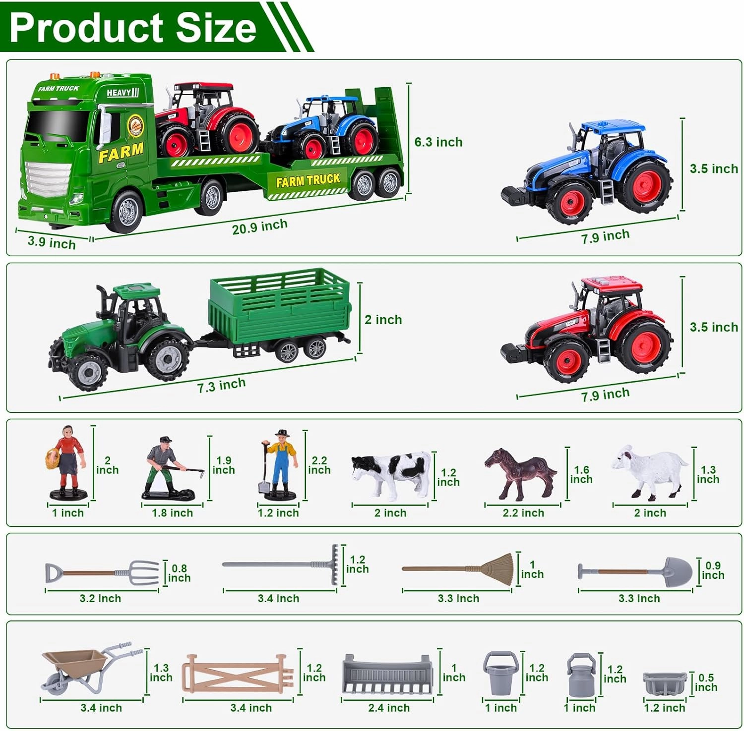 ZHFUYS 25.6" Flatbed Truck Toy for Kids, Farm Toys for Toddlers, Car Toys Great Birthday Gift for 3  Years Old Boys and Girls