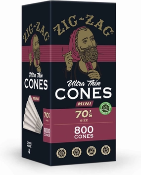 Zig-Zag Ultra Thin Pre Rolled Cones - 70mm, 800ct | Bulk Rolling Papers for Easy Filling | prerolled