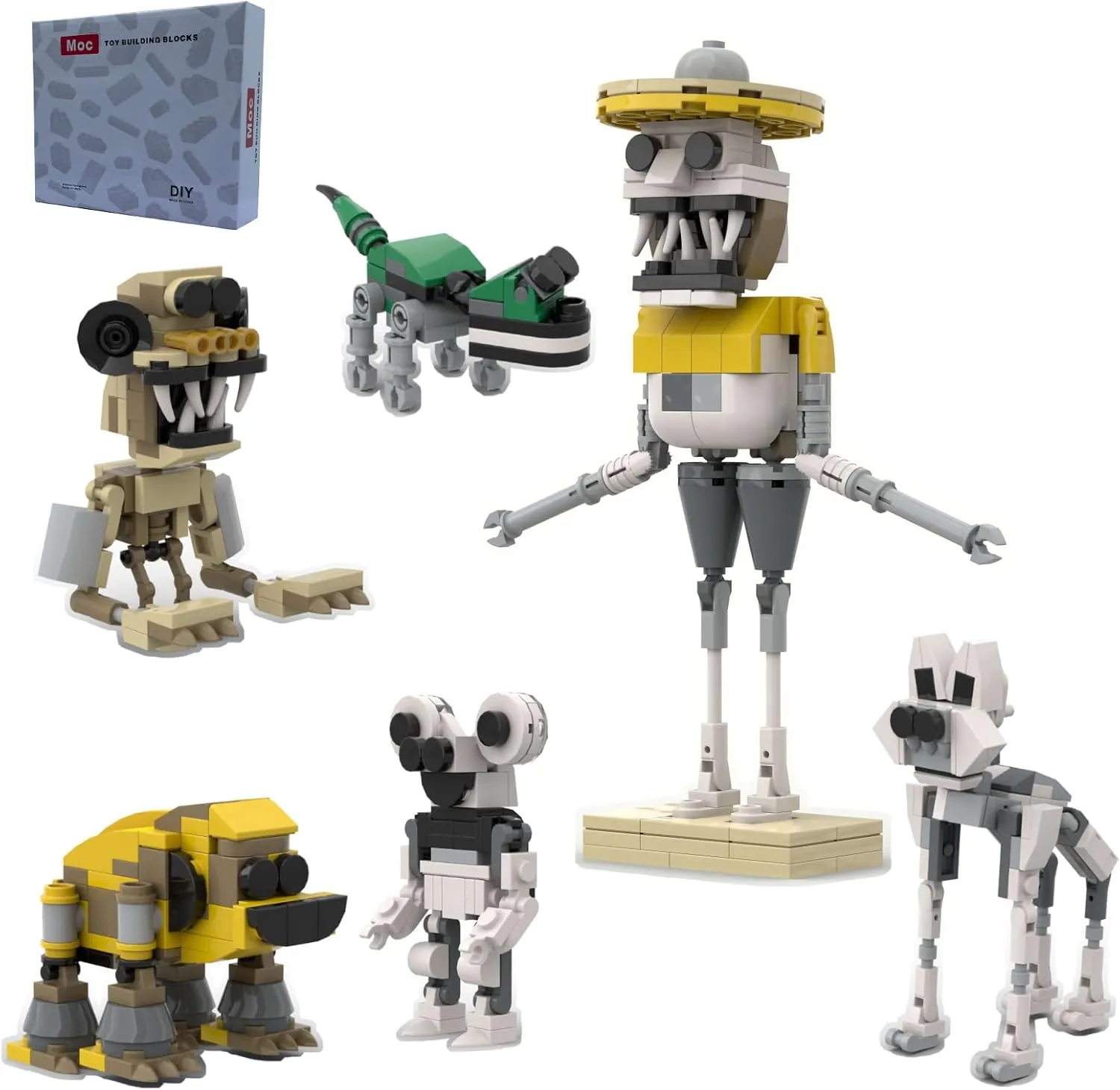Zoo Monster Set MOC Building Blocks,Keeper，Koala, Lizard，Cow, Fox,Monkey Toys,DIY Model Building Bricks for Boys 13  and Adults(6 in 1)(488PCS)