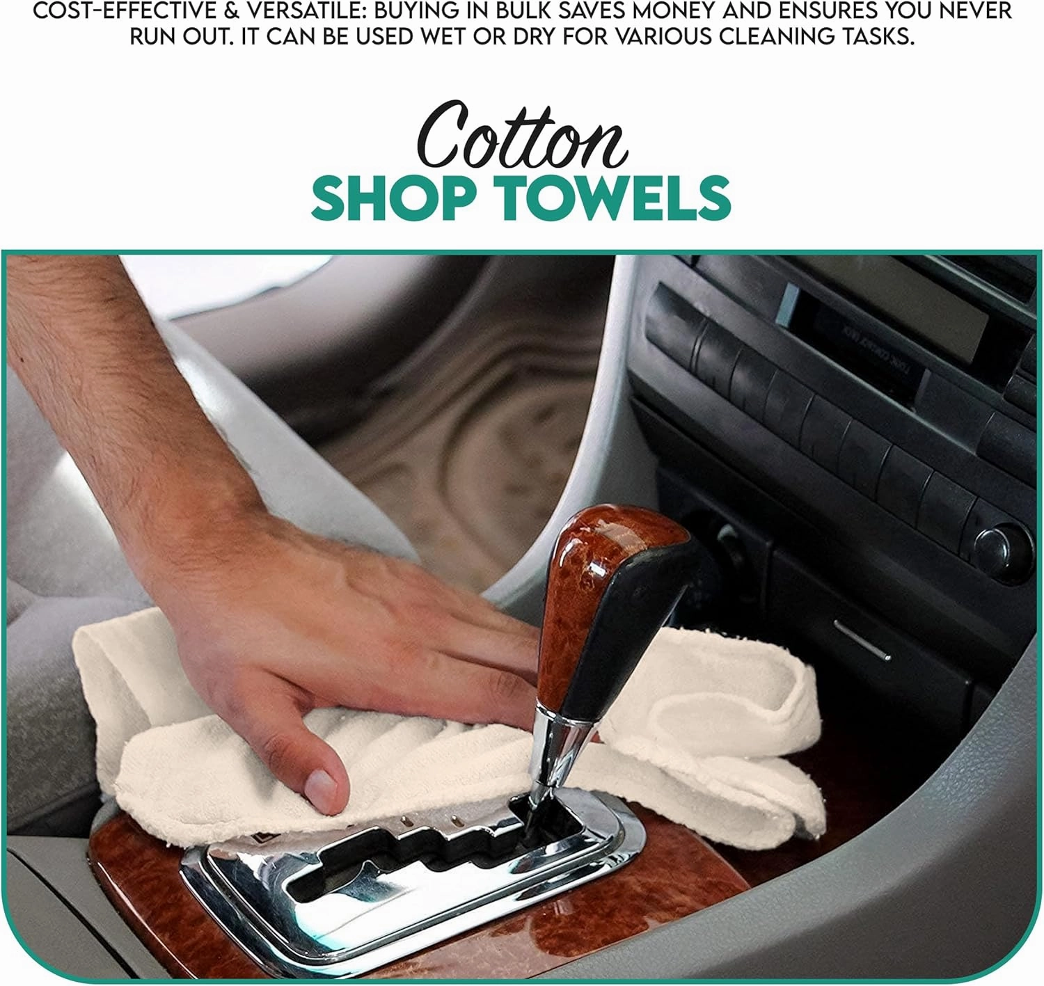 ZUPERIA Shop Towels (14" x 12" Inches - Pack of 100) Commercial Grade Cleaning Rags Bulk for Garages, Automobiles, Industries and Homes (White)